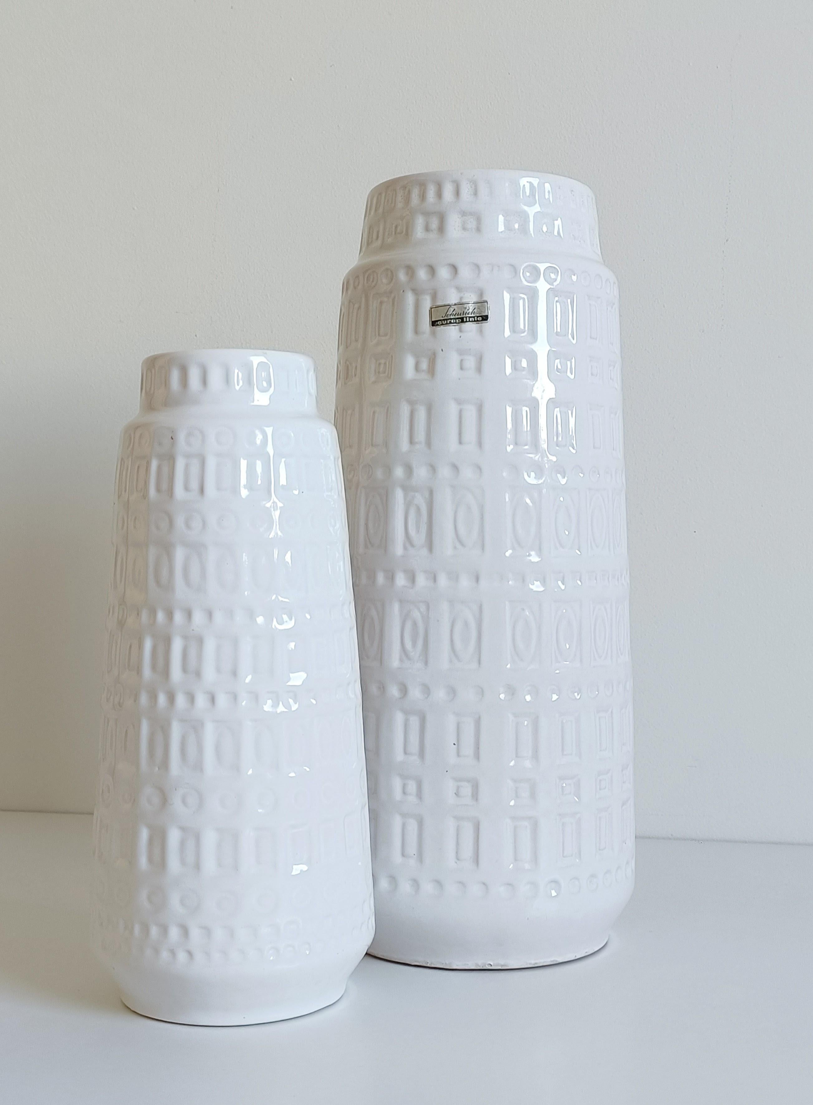 Mid-Century White Glazed West Germany Ceramic Vases by Scheurich, 1950s For Sale 9