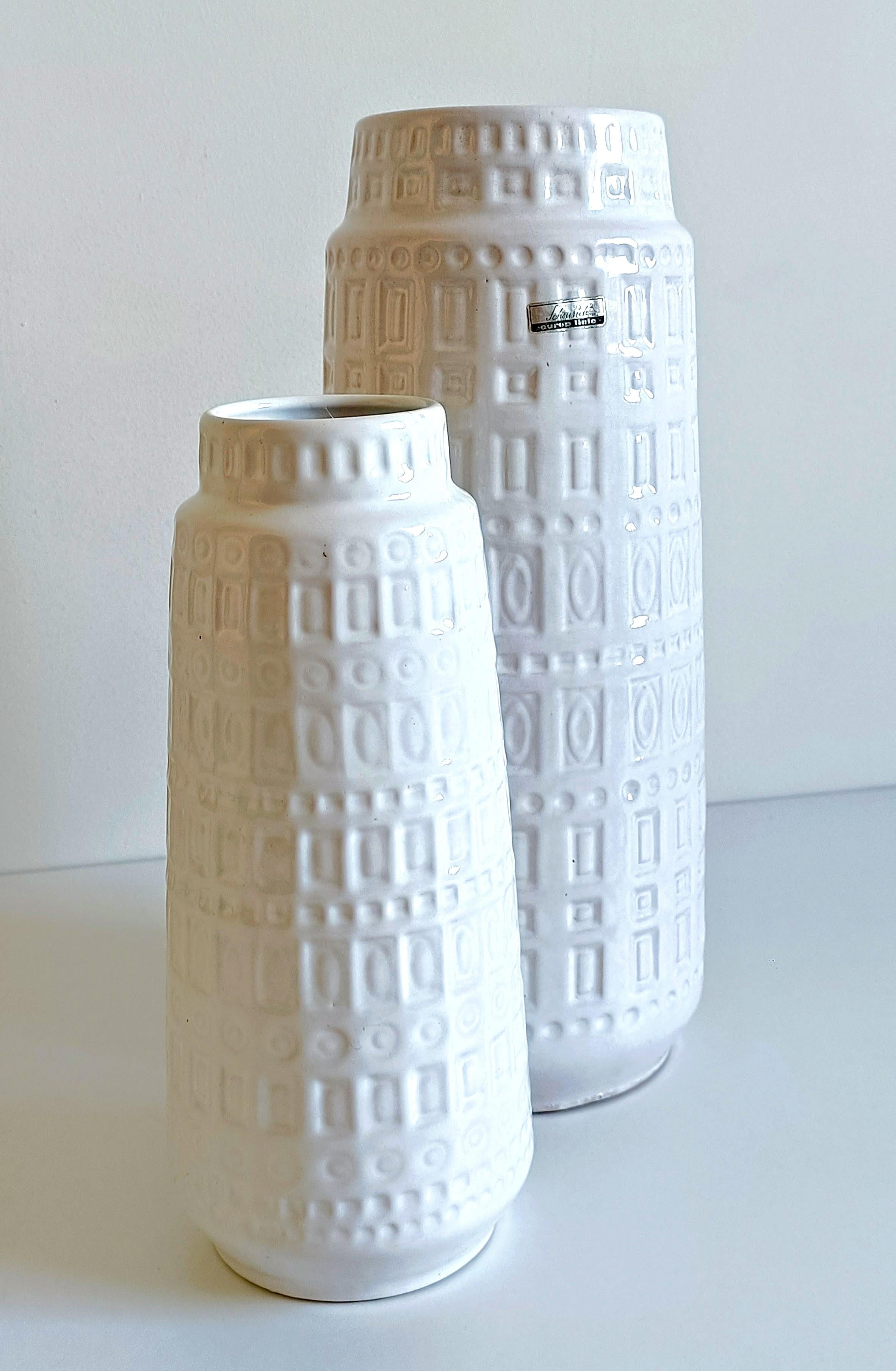 Mid-Century White Glazed West Germany Ceramic Vases by Scheurich, 1950s For Sale 10