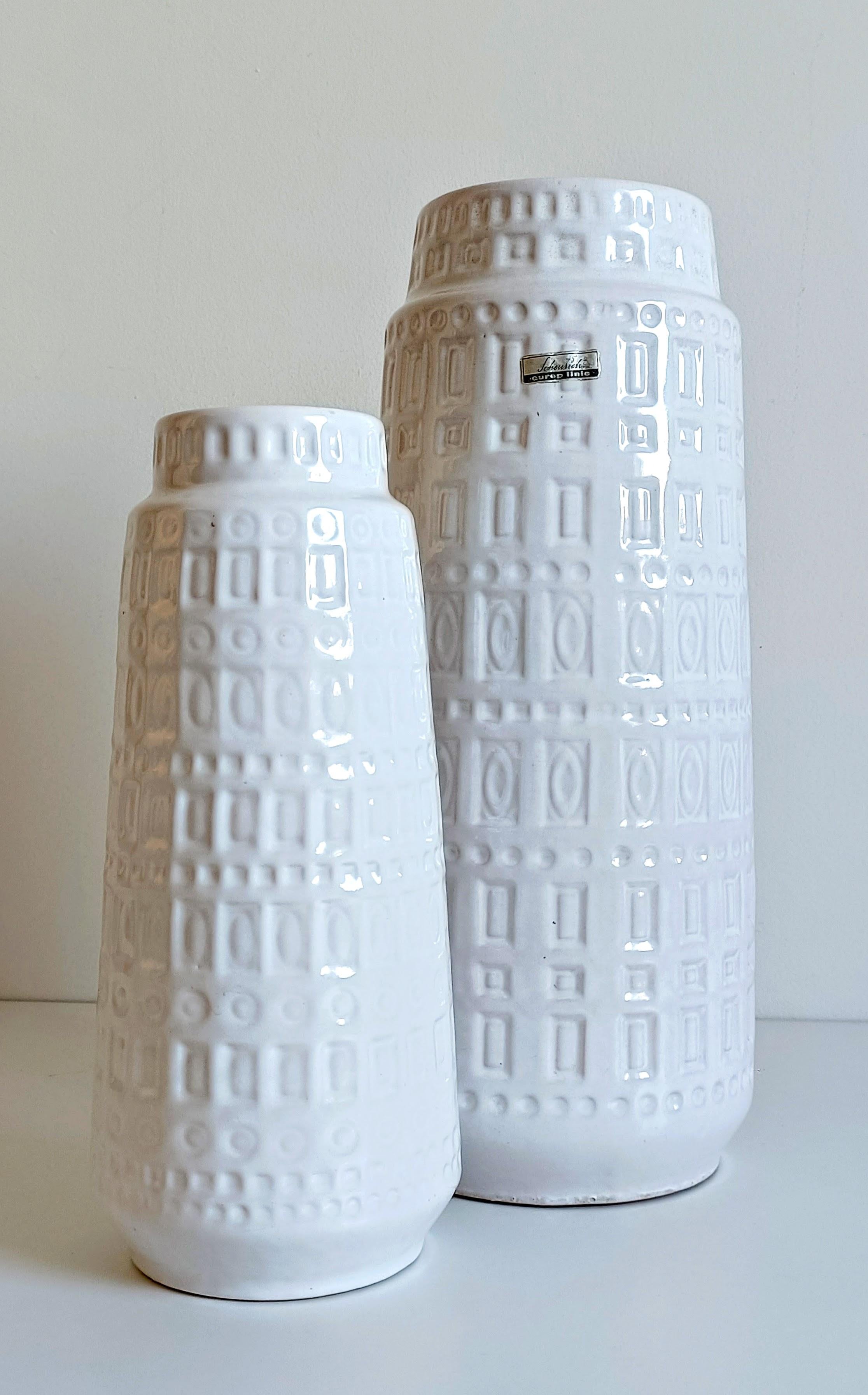 Mid-Century White Glazed West Germany Ceramic Vases by Scheurich, 1950s For Sale 11