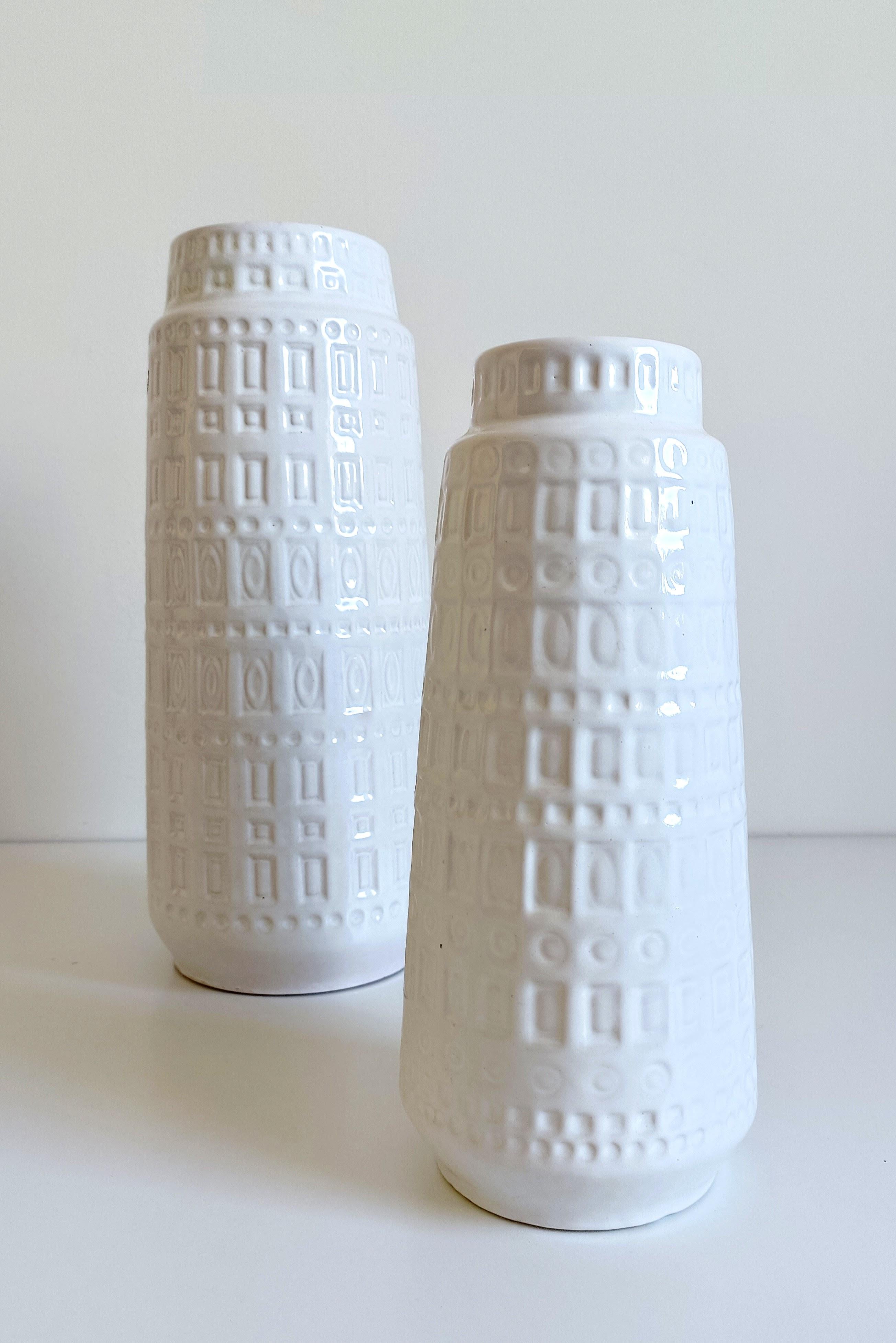 Mid-Century Modern Mid-Century White Glazed West Germany Ceramic Vases by Scheurich, 1950s For Sale