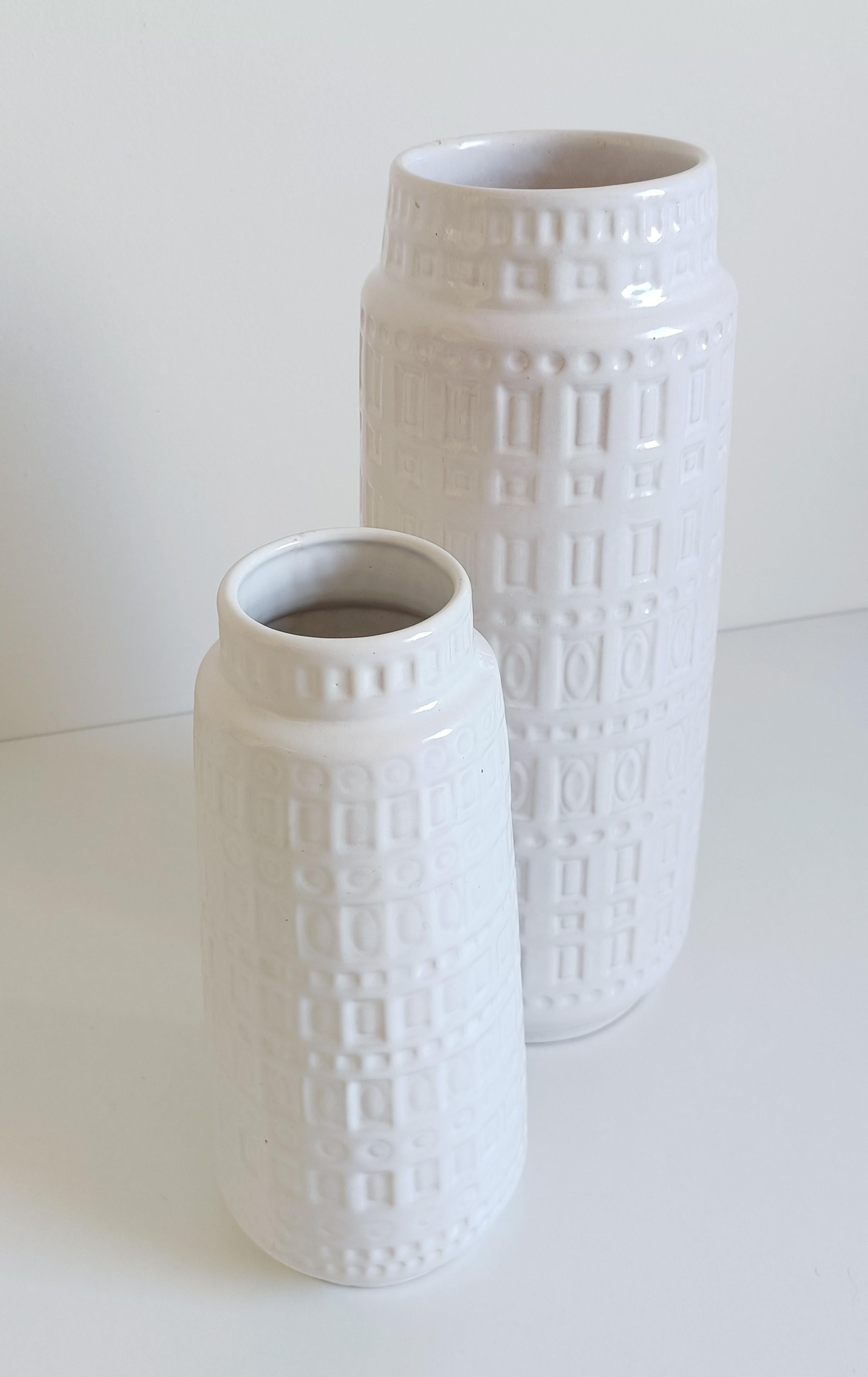 Mid-Century White Glazed West Germany Ceramic Vases by Scheurich, 1950s For Sale 3