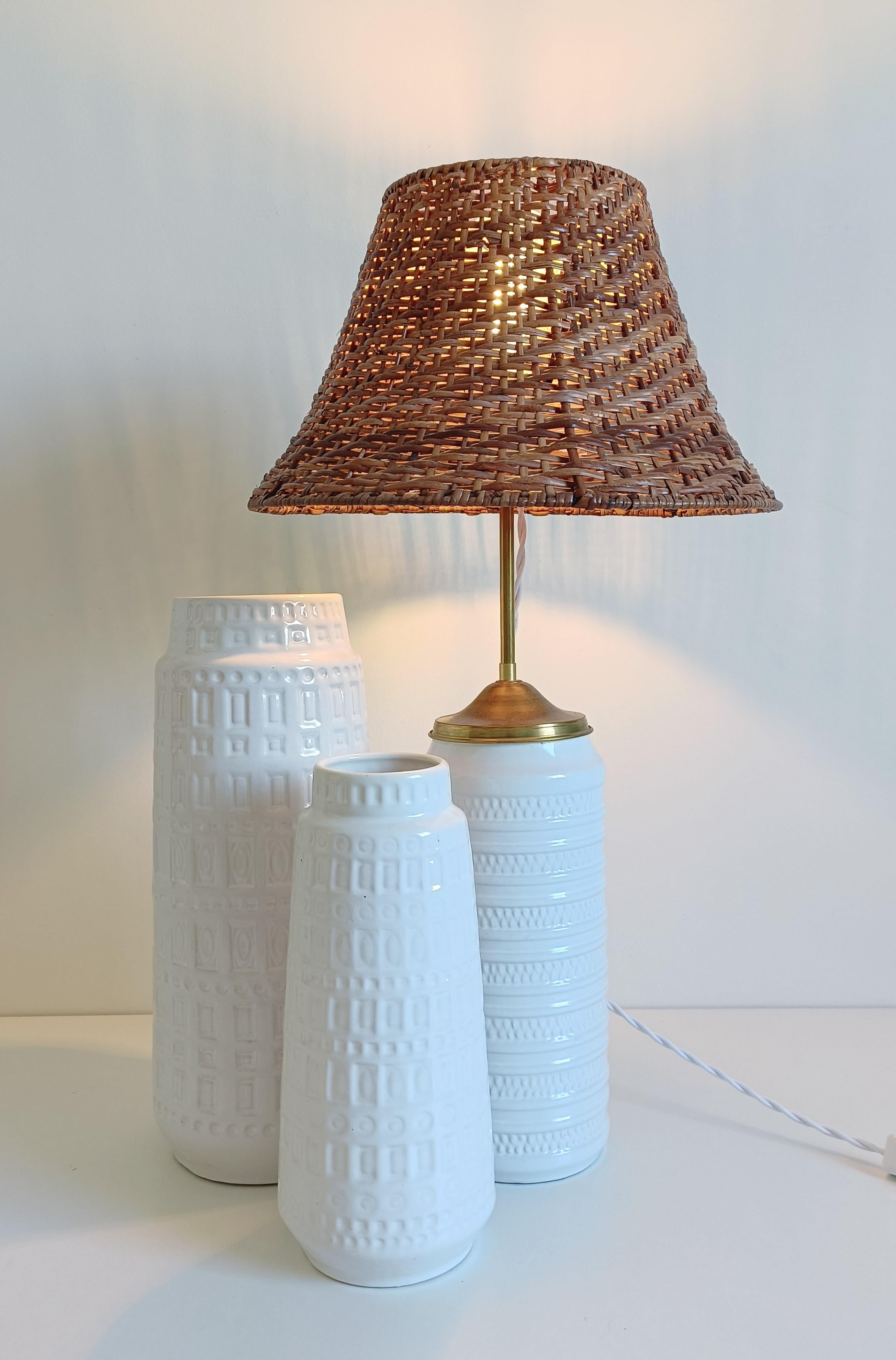 Mid-Century White Glazed West Germany Ceramic Vases by Scheurich, 1950s For Sale 4