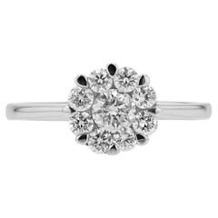 Mid Century White Gold 0.57 Carat Diamond Cluster Vintage Engagement Ring