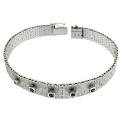 Vintage Mid-Century White Gold Bracelet with Rubies