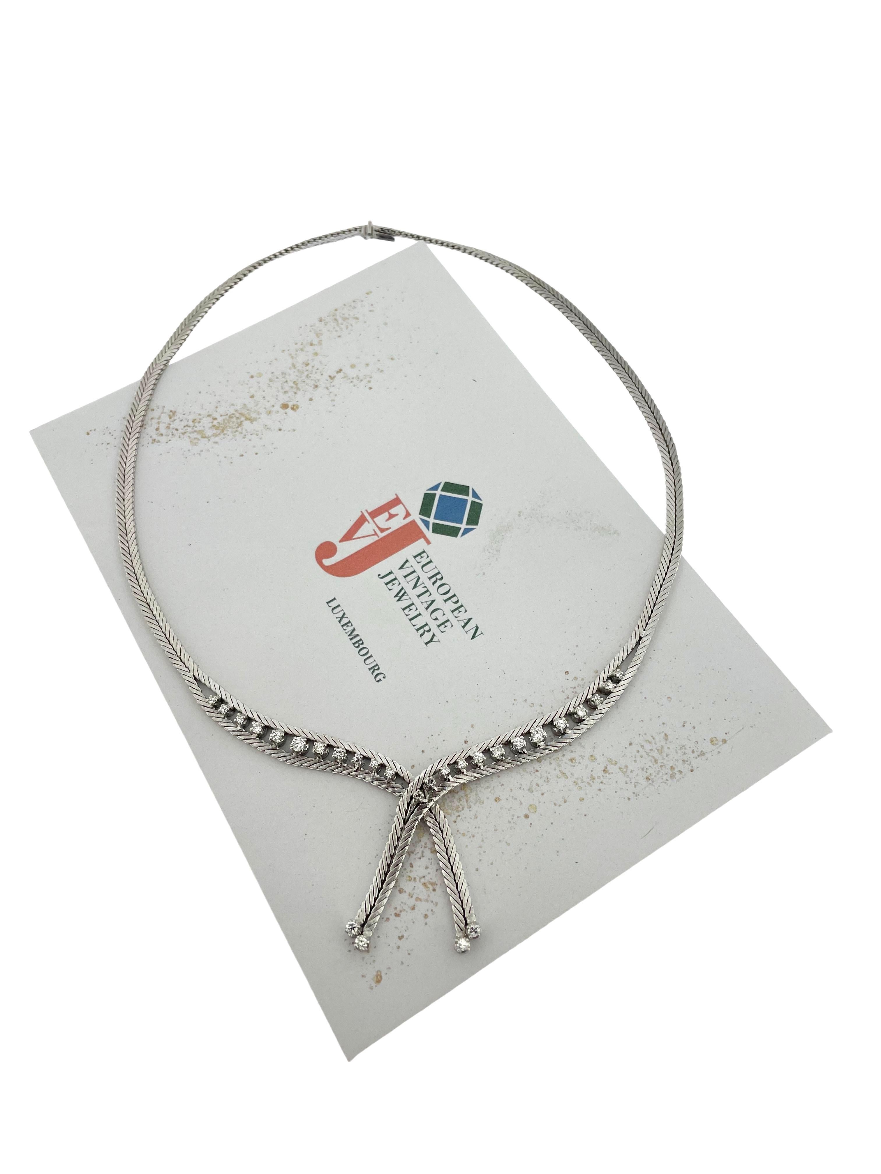 Women's Mid-Century White Gold Necklace with Diamonds For Sale