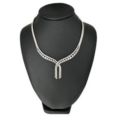 Vintage Mid-Century White Gold Necklace with Diamonds
