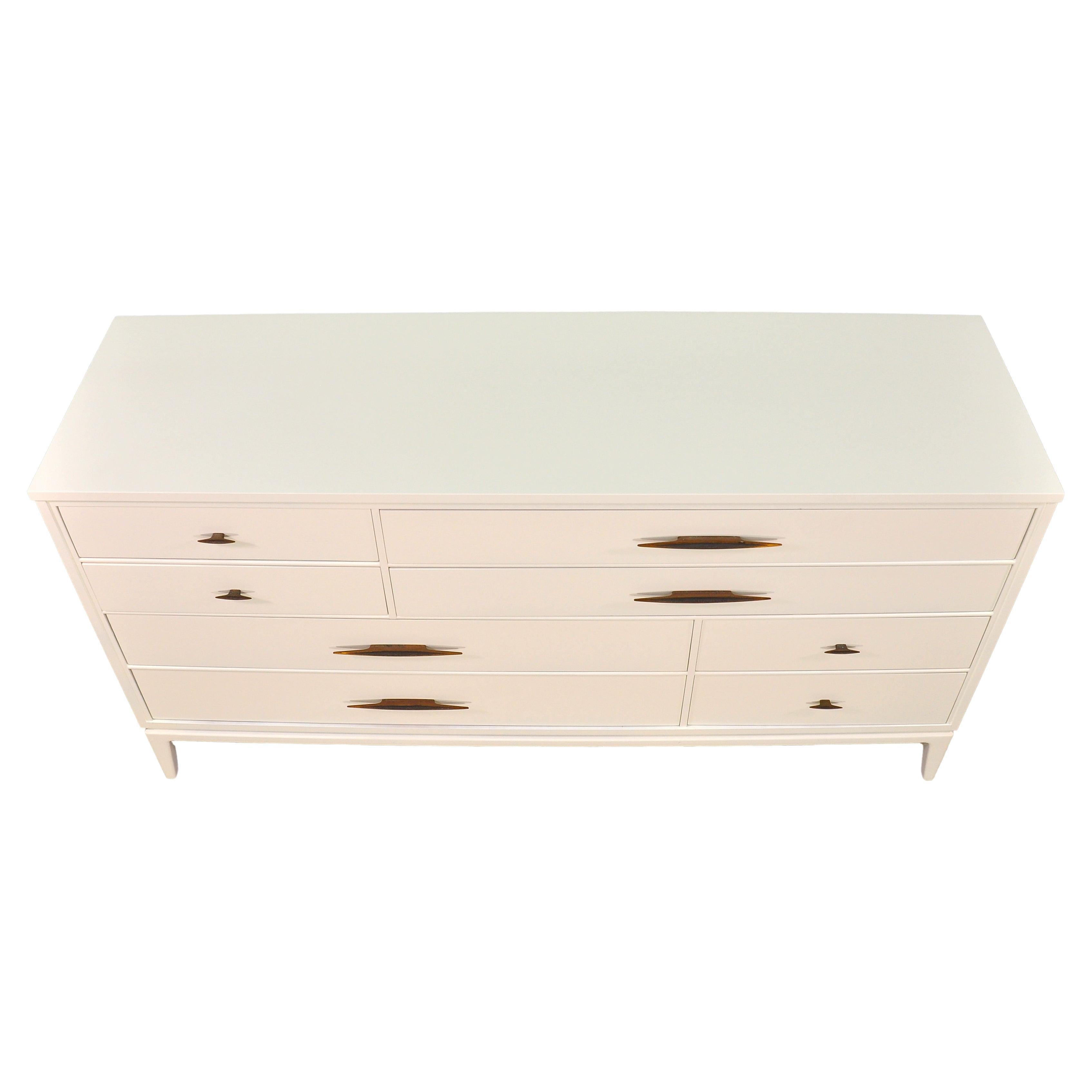 Mid-Century White Lacquer, Brass and Shagreen Dresser, Circa 1960 6