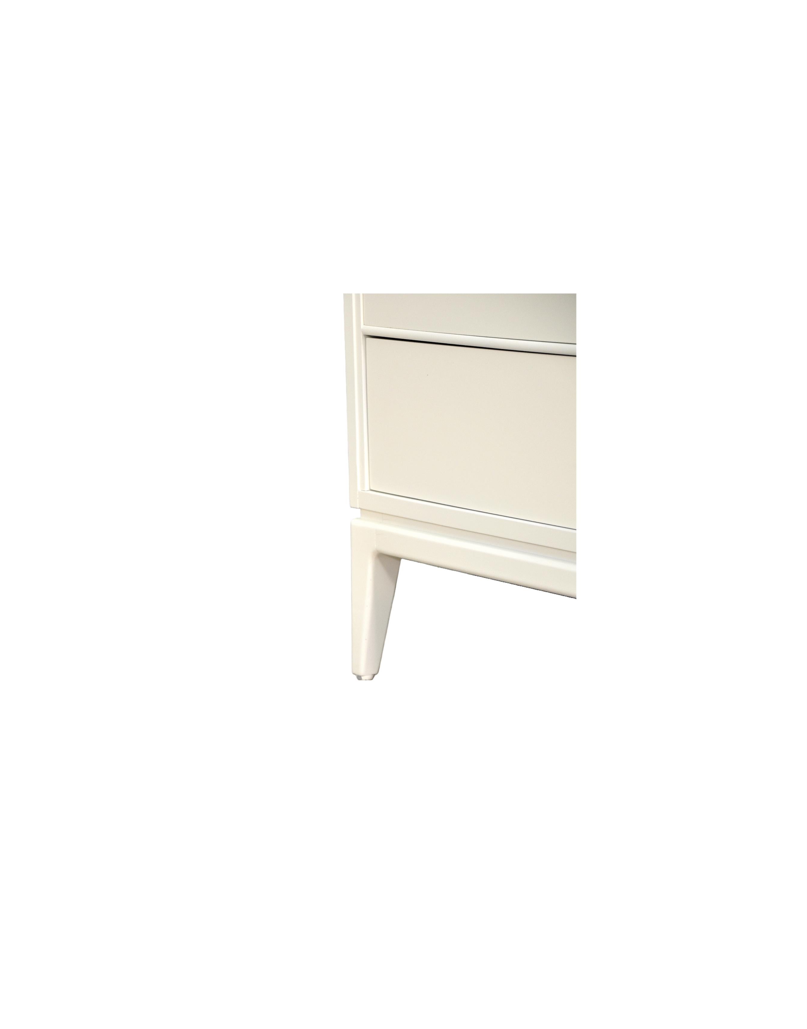 20th Century Mid-Century White Lacquer, Brass and Shagreen Dresser, Circa 1960