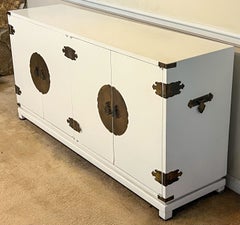 Mid-Century White Lacquered Asian Modern James Mont Ming Style Credenza