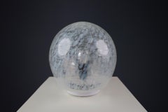 Mid-Century White/Light Blue Murano Glass Table Lamp, Italy 1970s