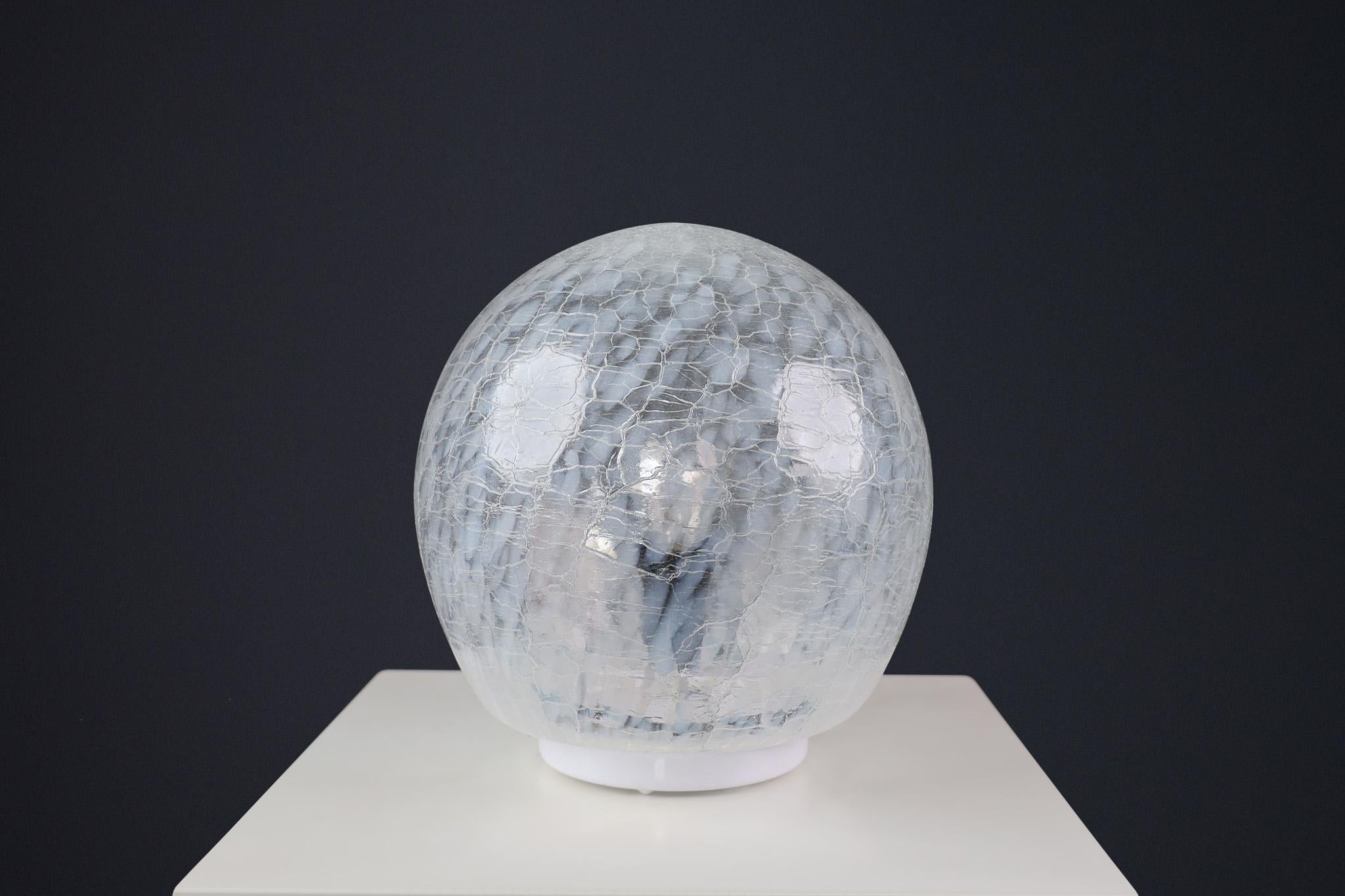 Italian Mid-Century White/Light Blue Murano Glass Table Lamp, Italy 1970s For Sale