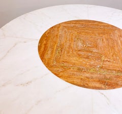 Table de salle à manger mi-siècle en marbre blanc et travertin rouge de Jan Vlug, Belgique