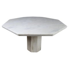Mid Century white marble octagonal dining table 1970's