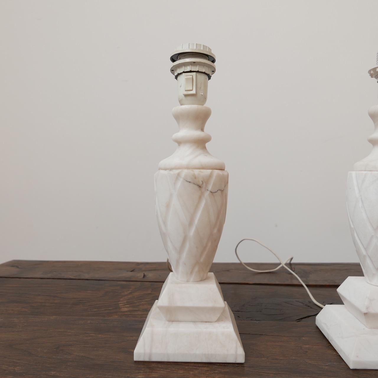 20th Century Mid-Century White Marble Swedish Table Lamps '3' For Sale