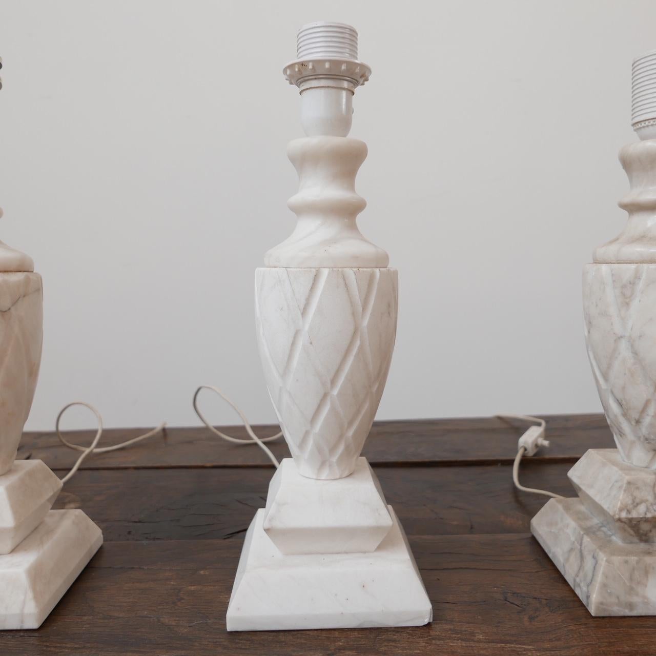 Mid-Century White Marble Swedish Table Lamps '3' For Sale 1