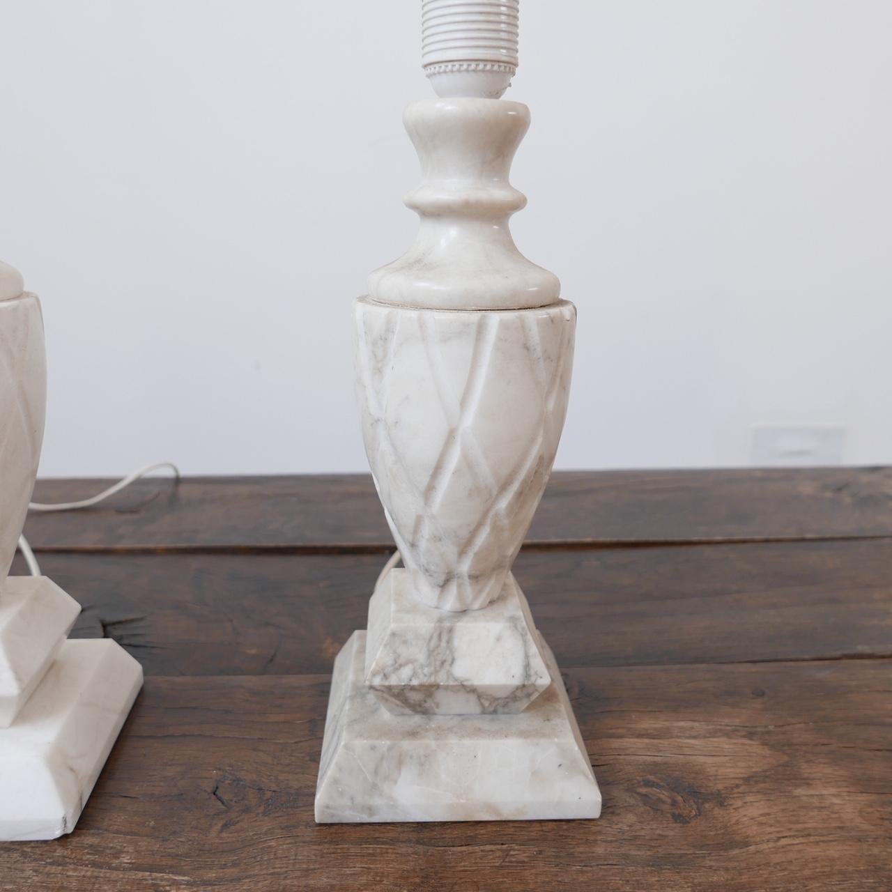 Mid-Century White Marble Swedish Table Lamps '3' For Sale 3
