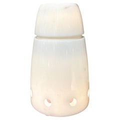 Vintage Mid-Century White Marble Table Lamp, Italy, 1970s