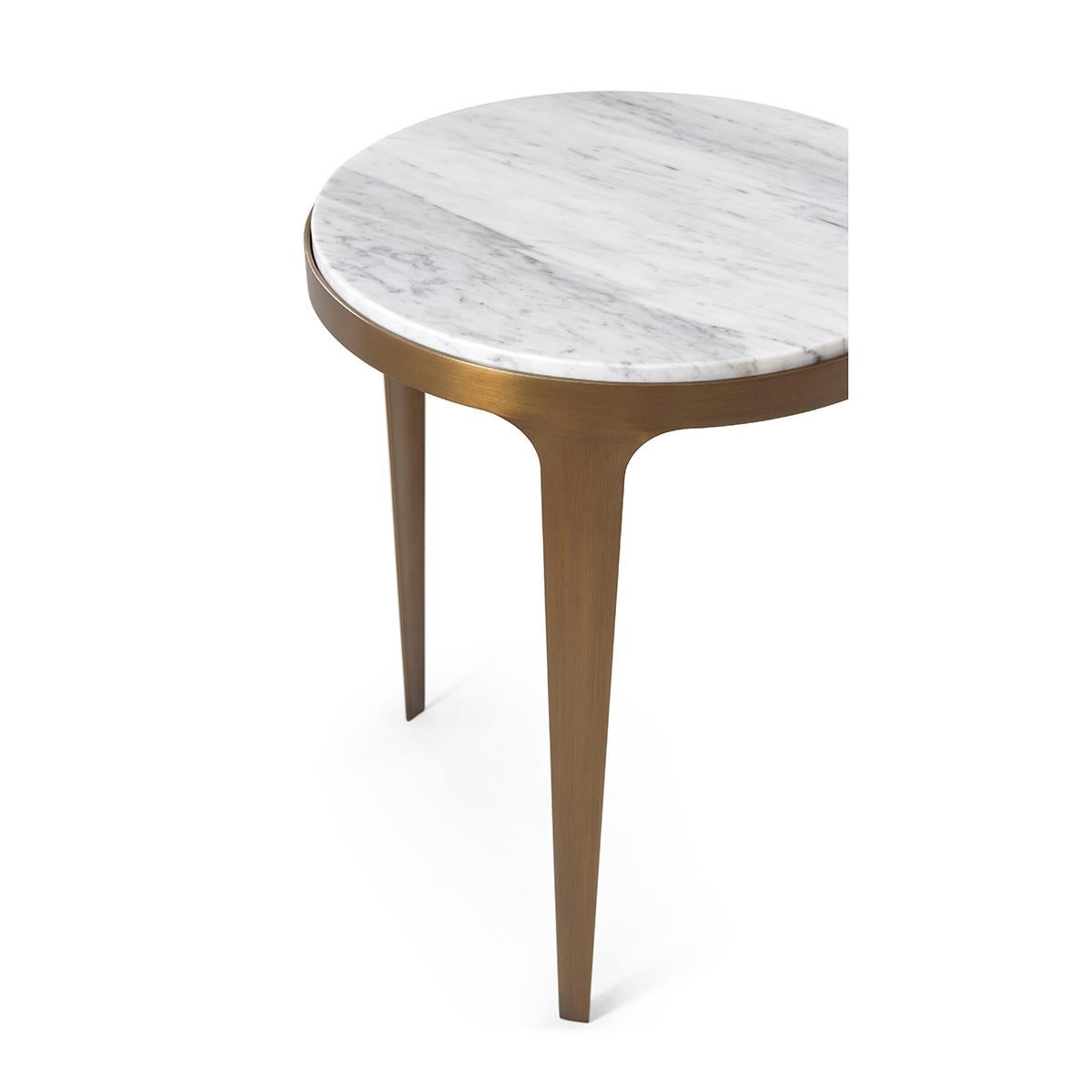 Vietnamese Mid Century White Marble Top Side Table For Sale