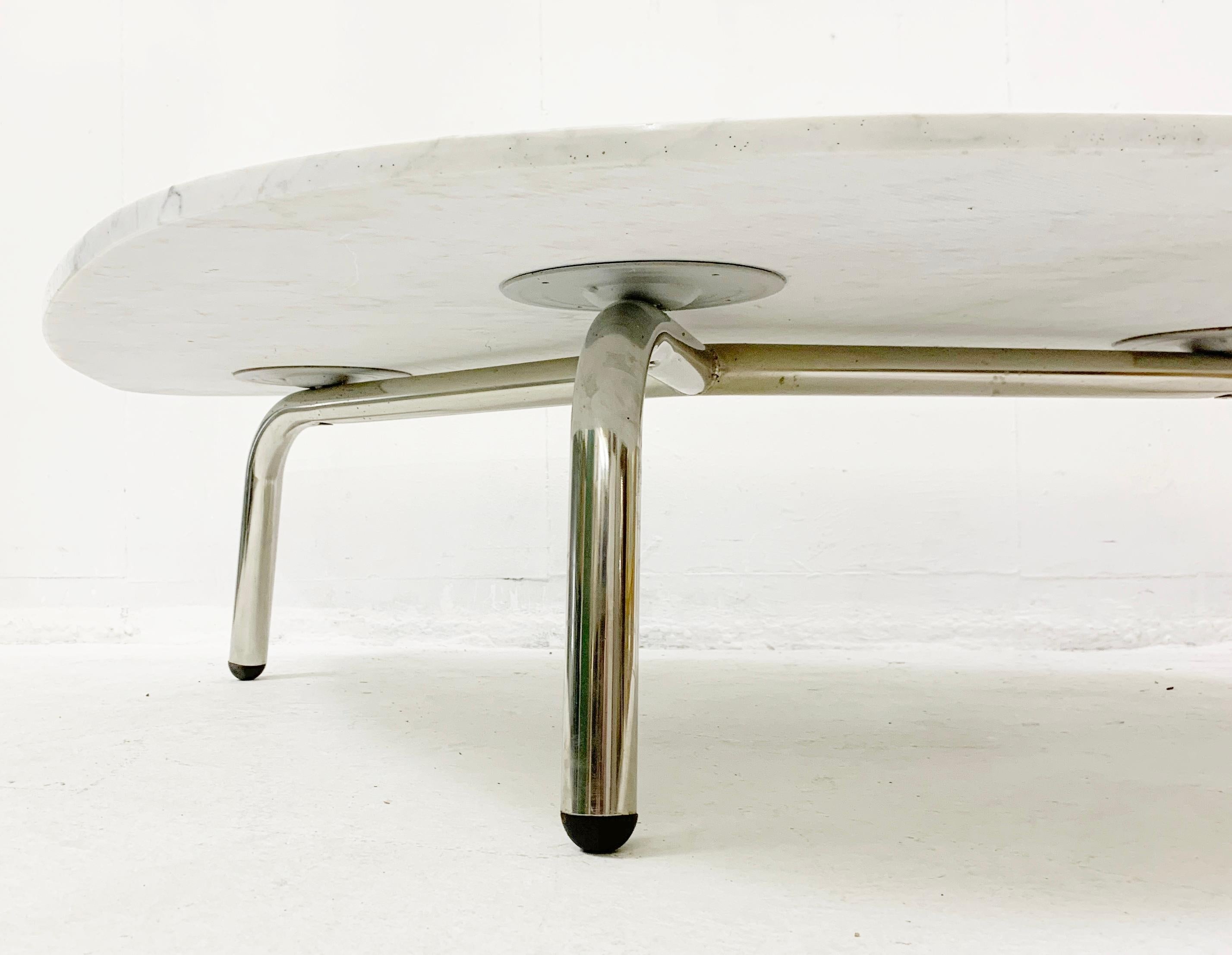 Late 20th Century Mid-Century White Marble Tripod Coffee Table by Zanotta, Italy, 1970s