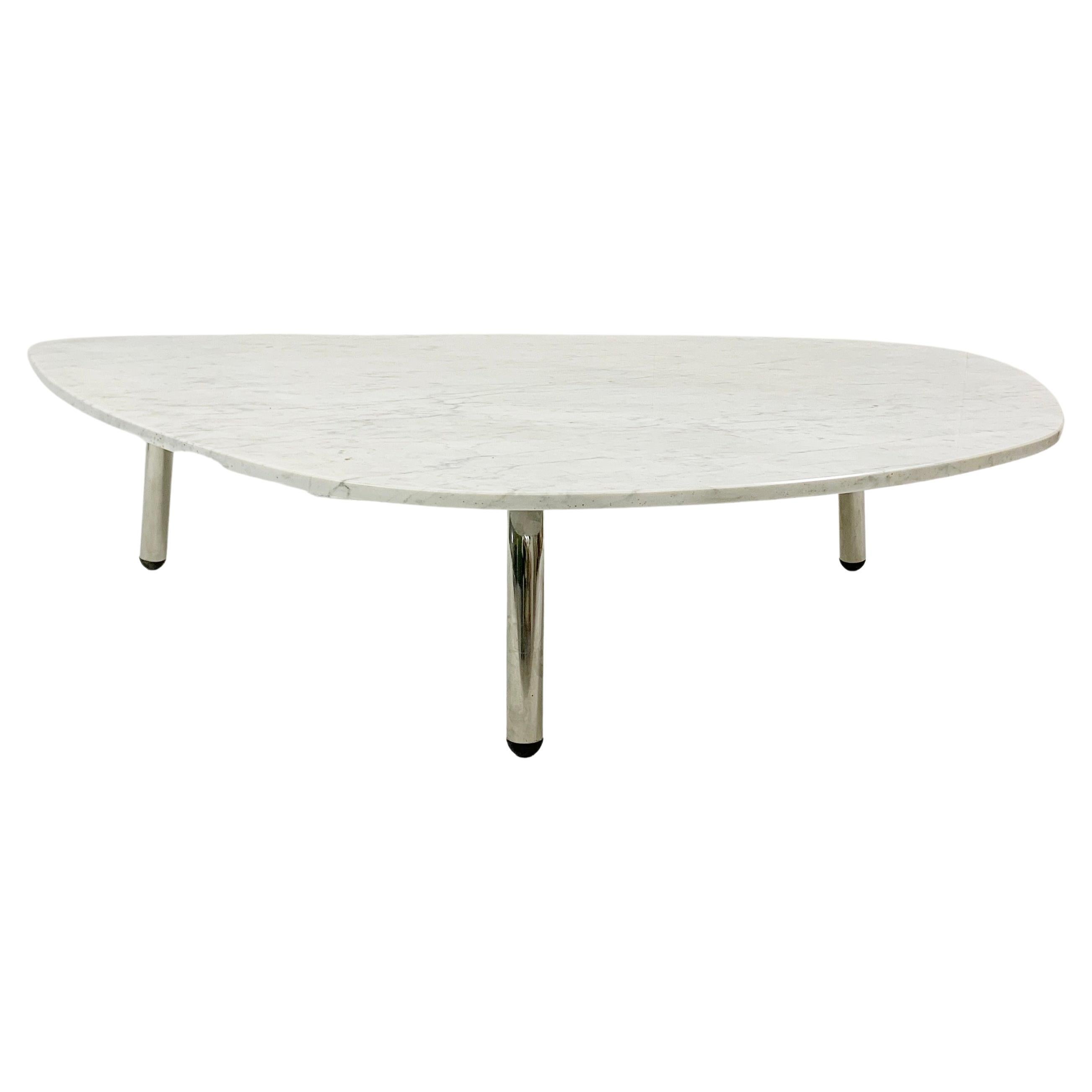 Mid-Century White Marble Tripod Coffee Table by Zanotta, Italy, 1970s