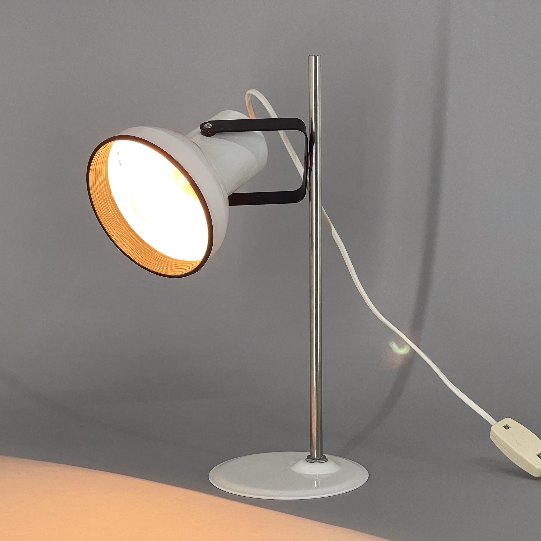 20th Century Mid-century White Metal Table Lamp, Czechoslovakia For Sale