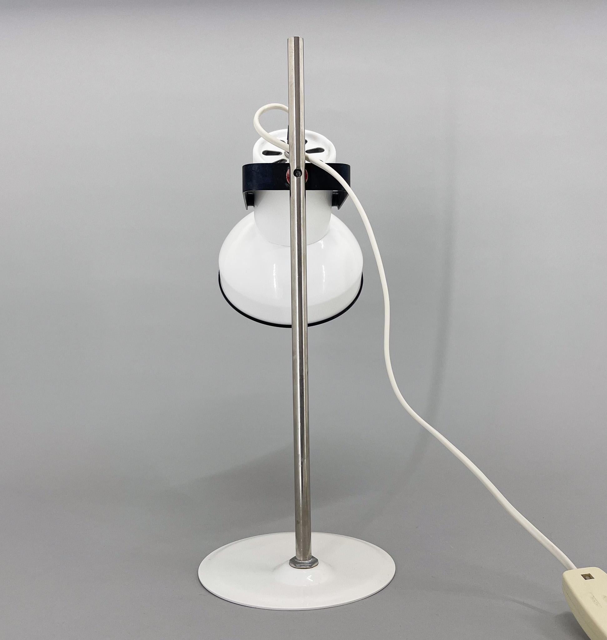 Mid-century White Metal Table Lamp, Czechoslovakia For Sale 3