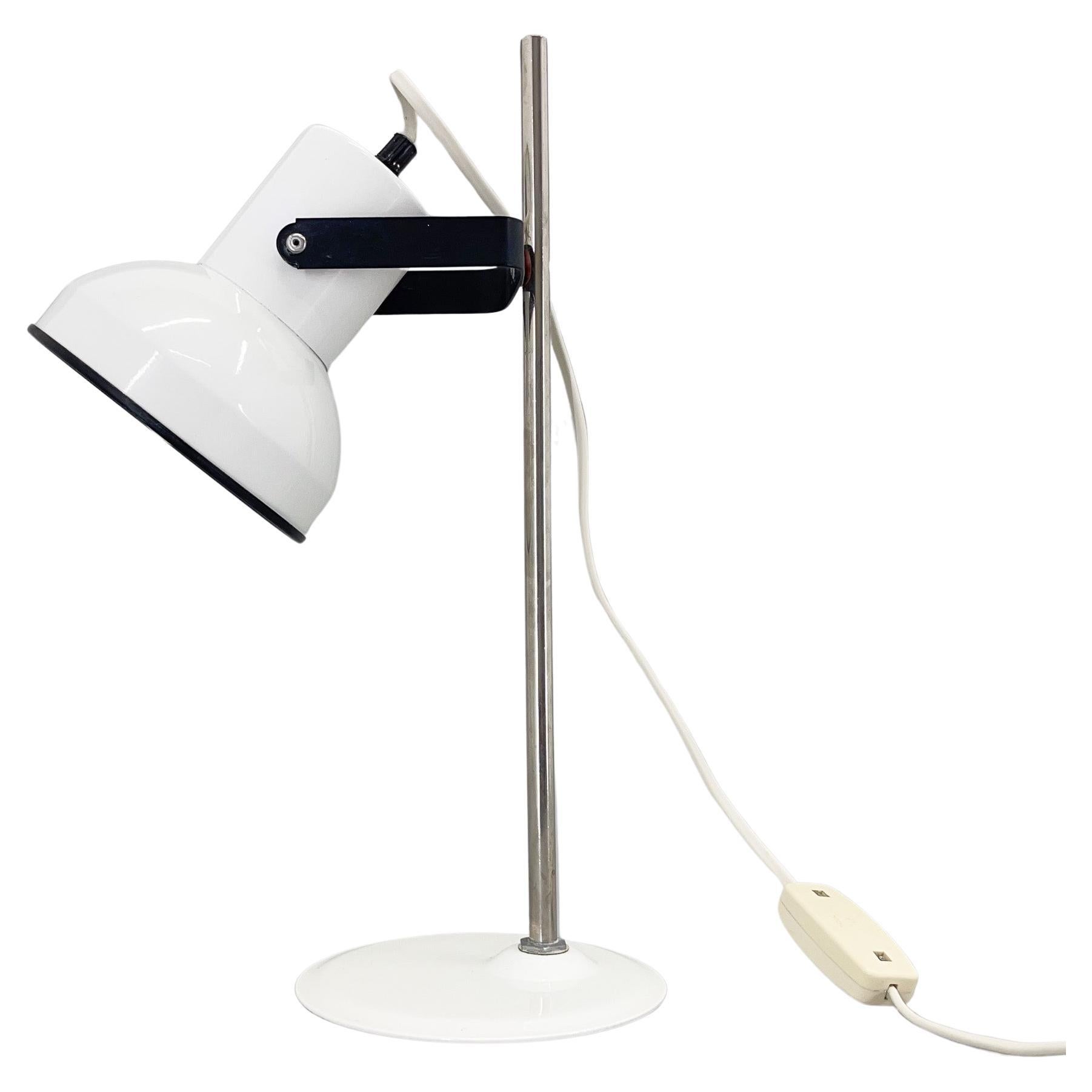 Mid-century White Metal Table Lamp, Czechoslovakia For Sale