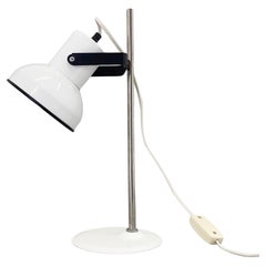 Retro Mid-century White Metal Table Lamp, Czechoslovakia