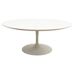 Retro Mid-Century White Metal Tulip Feet and Wooden Top Coffee Table by Knoll