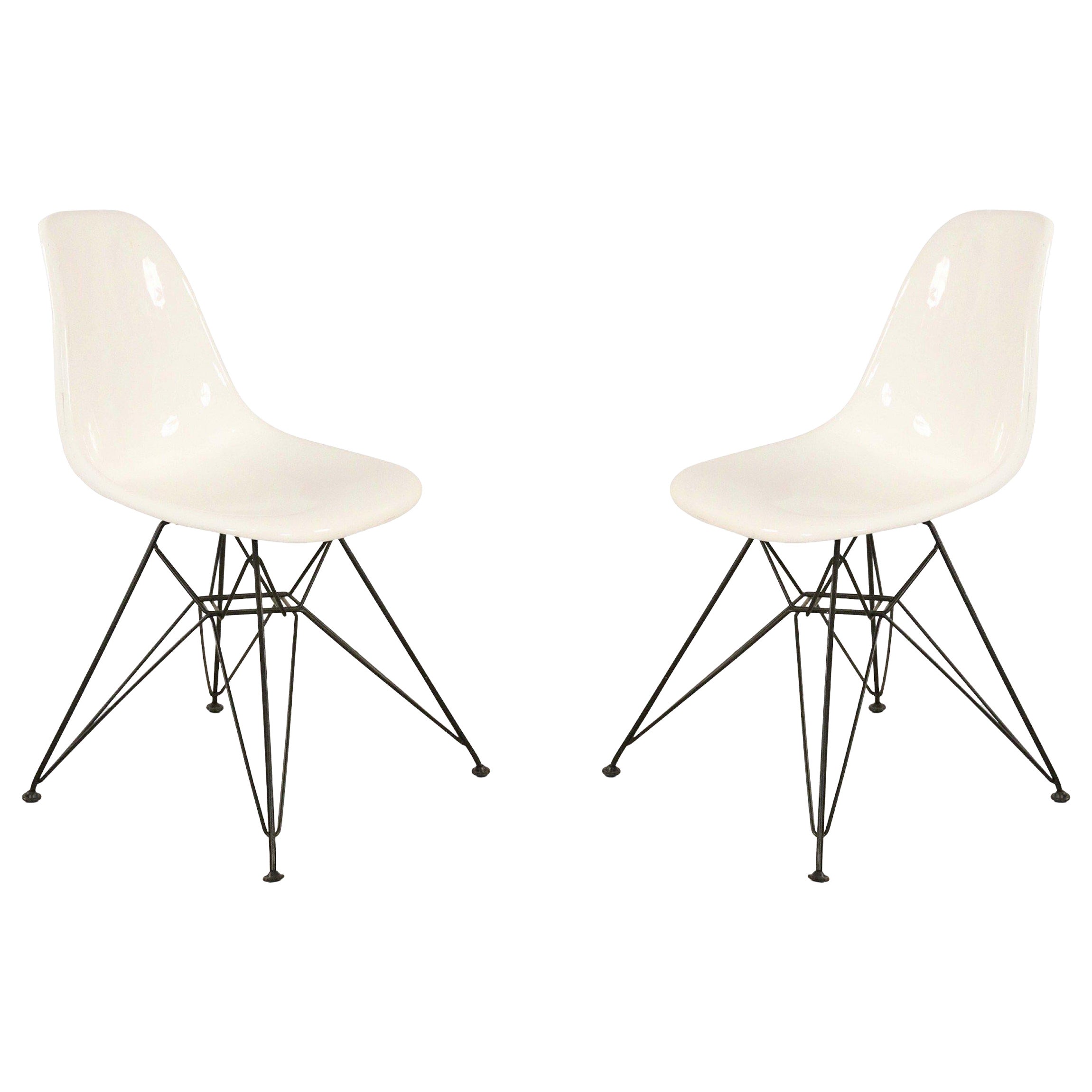 Mid-Century White Molded Plastic Shell Chairs For Sale