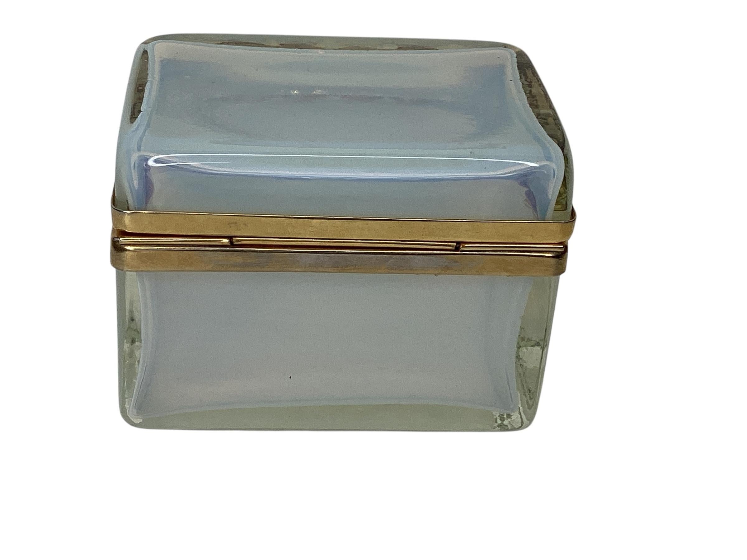 Italian Mid Century White Murano Glass Box For Sale
