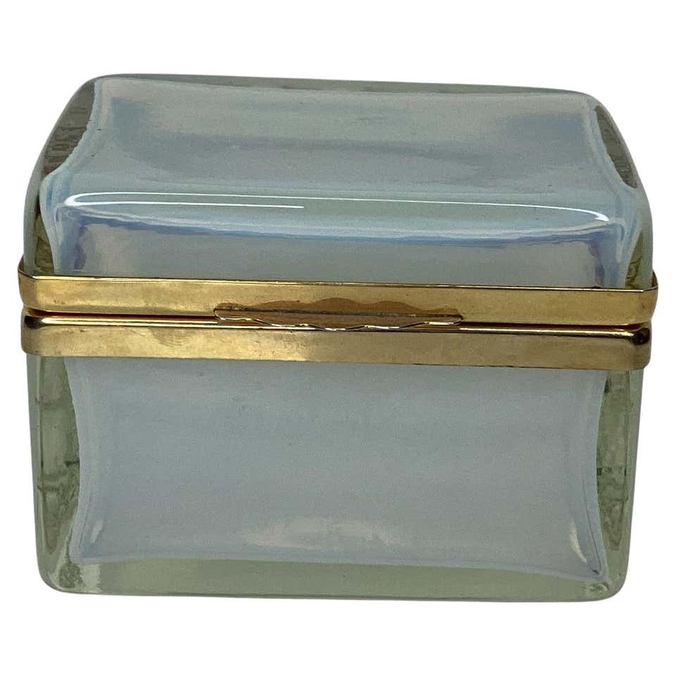 Medium Murano Frosted White Sommerso Square Glass Box, Contemporary For ...