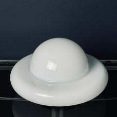 Mid-century white murano glass ceiling lamp Italy 1970s