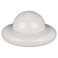 Mid-century white murano glass ceiling lamp Italy 1970s Mid-century white murano glass ceiling lamp Italy 1970s