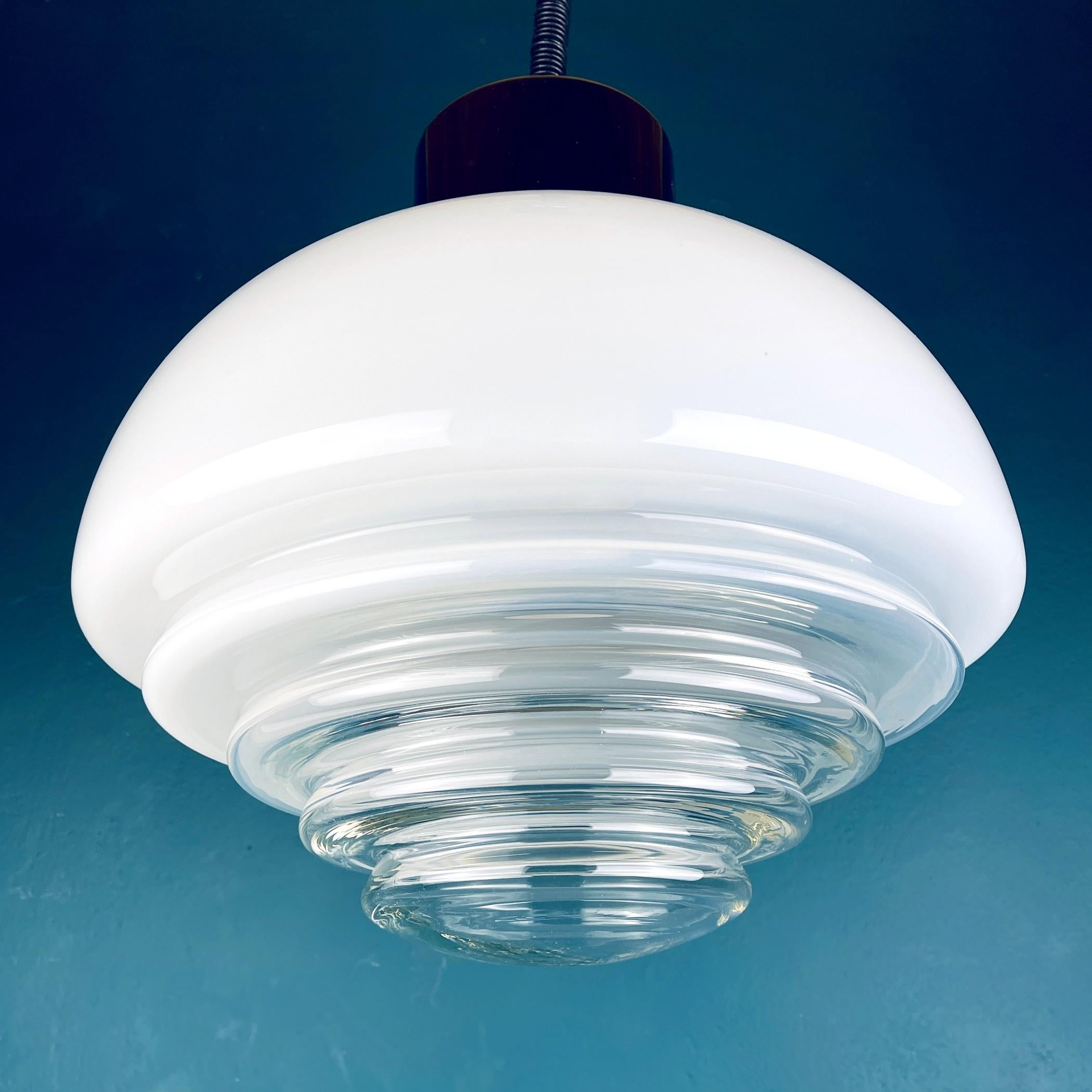 Mid-Century Modern Mid-Century White Murano Pendant Lamp by Mazzega, Italy, 1970s For Sale
