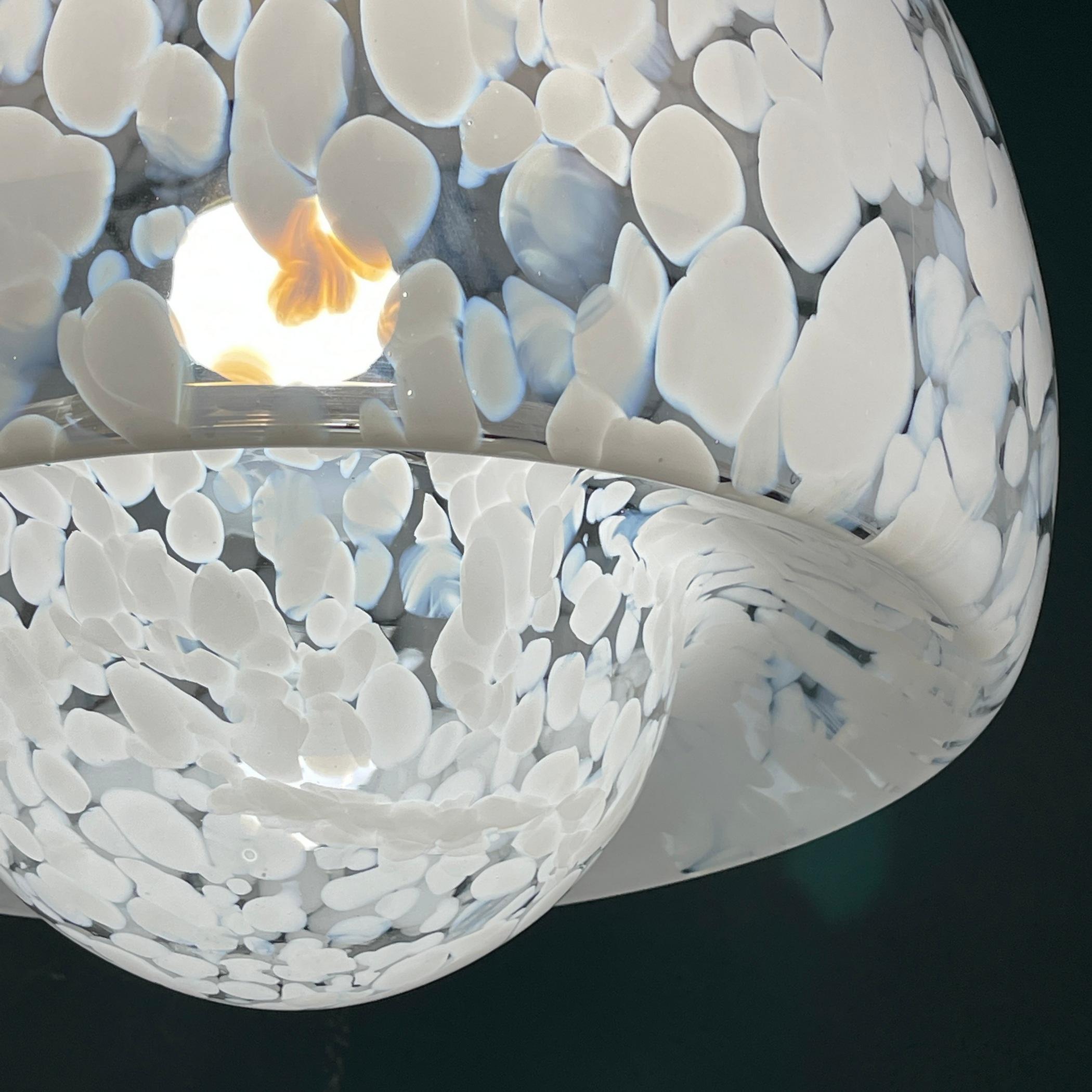 Murano Glass Mid-Century White Murano Pendant Lamp Designed by Carlo Nason for Mazzega Italy  For Sale