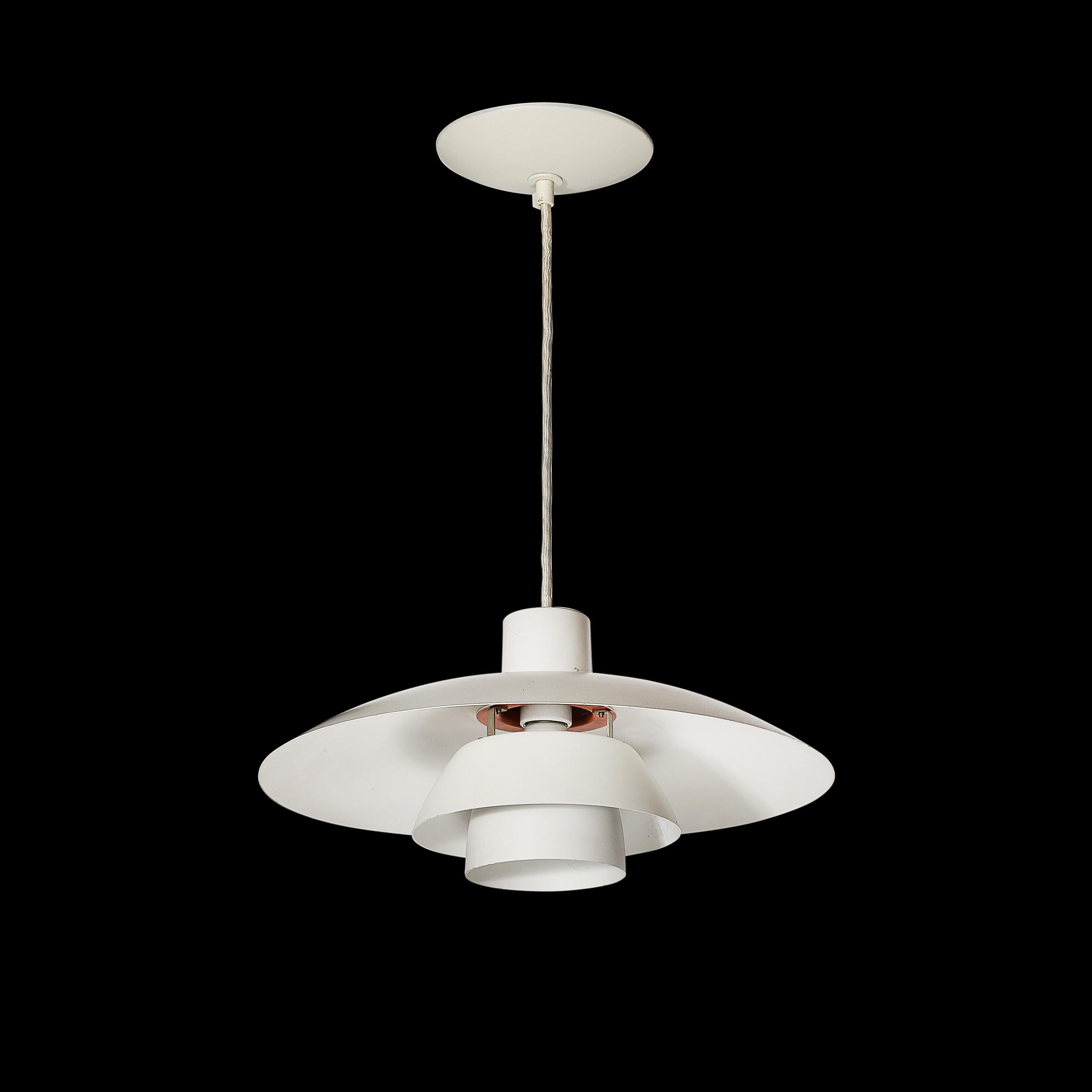 Mid-Century White & Orange Enamel PH 4/3 Pendant Chandelier by Louis Poulsen For Sale 6