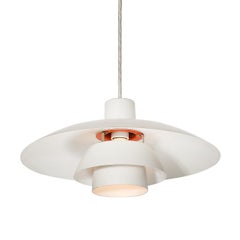 Mid-Century White & Orange Enamel PH 4/3 Pendant Chandelier by Louis Poulsen