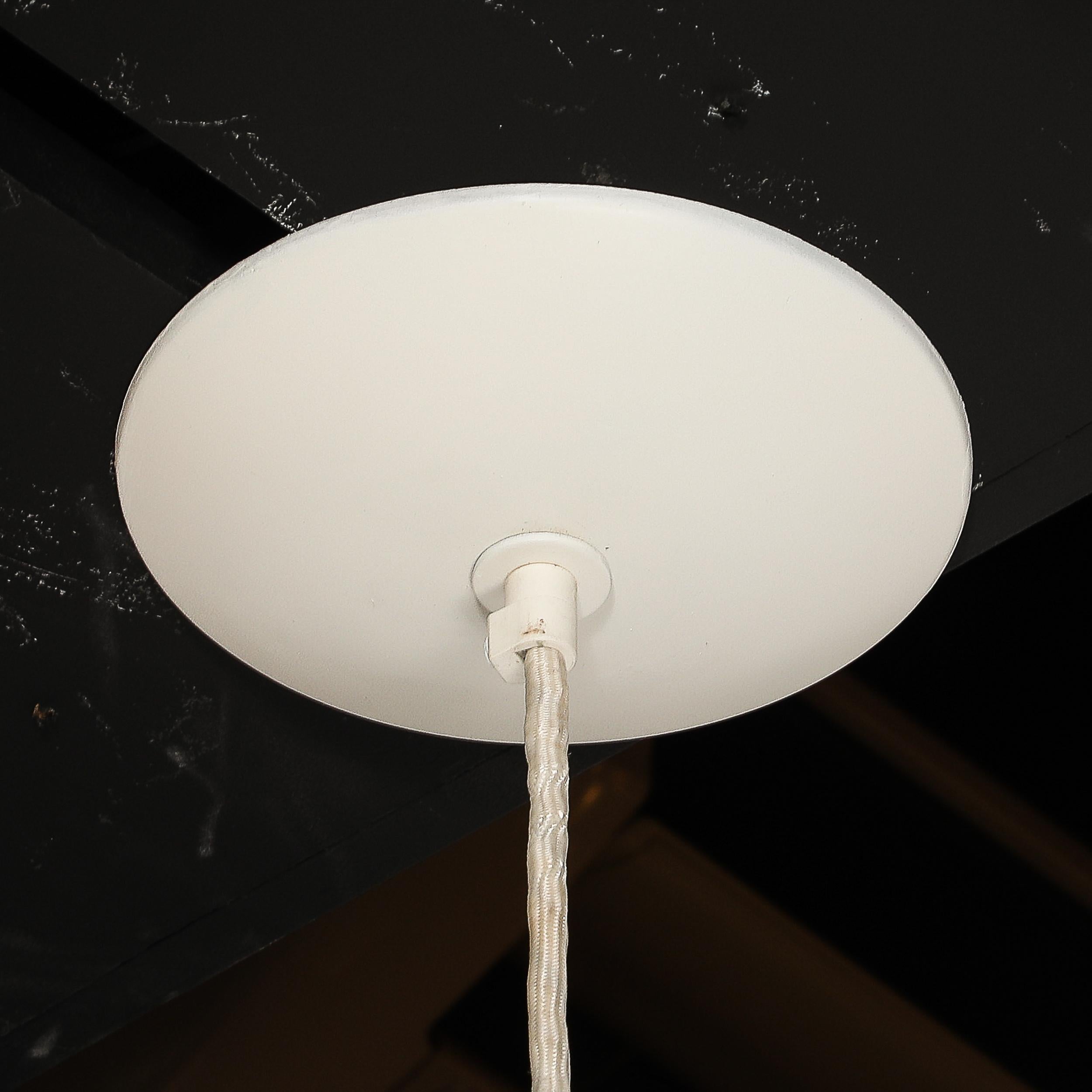Mid-20th Century Mid-Century White & Orange Enamel PH 4/3 Pendant Chandelier by Louis Poulsen For Sale