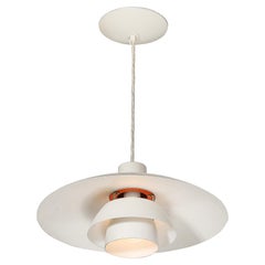 Lampadario a sospensione PH 4/3 in smalto bianco e arancione di Louis Poulsen, metà del secolo scorso