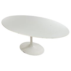 Midcentury White Oval Tulip Dining Table