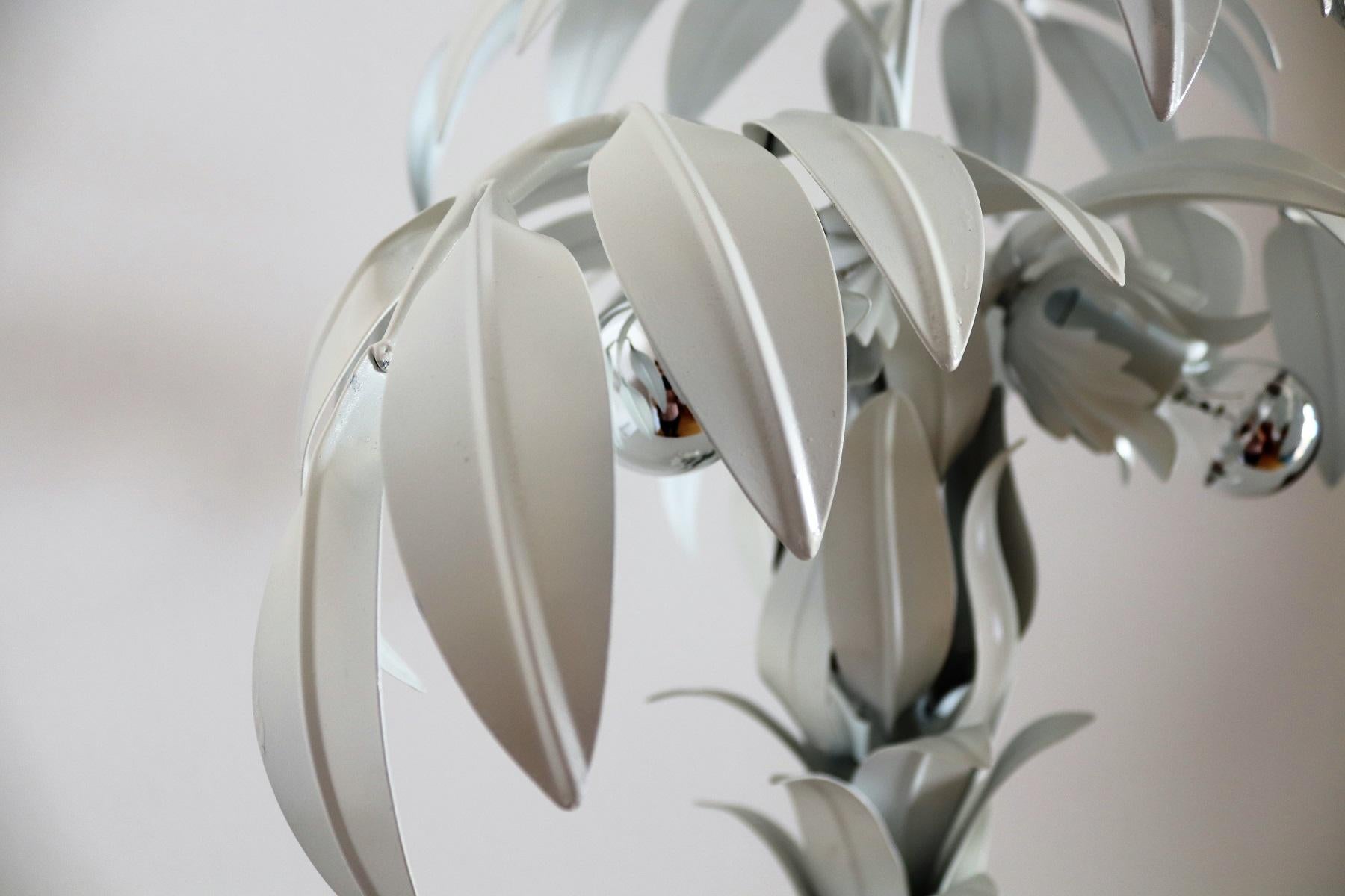 Metal Mid-Century White Palm Tree Table Lamp by Hans Kögl, 1970s For Sale