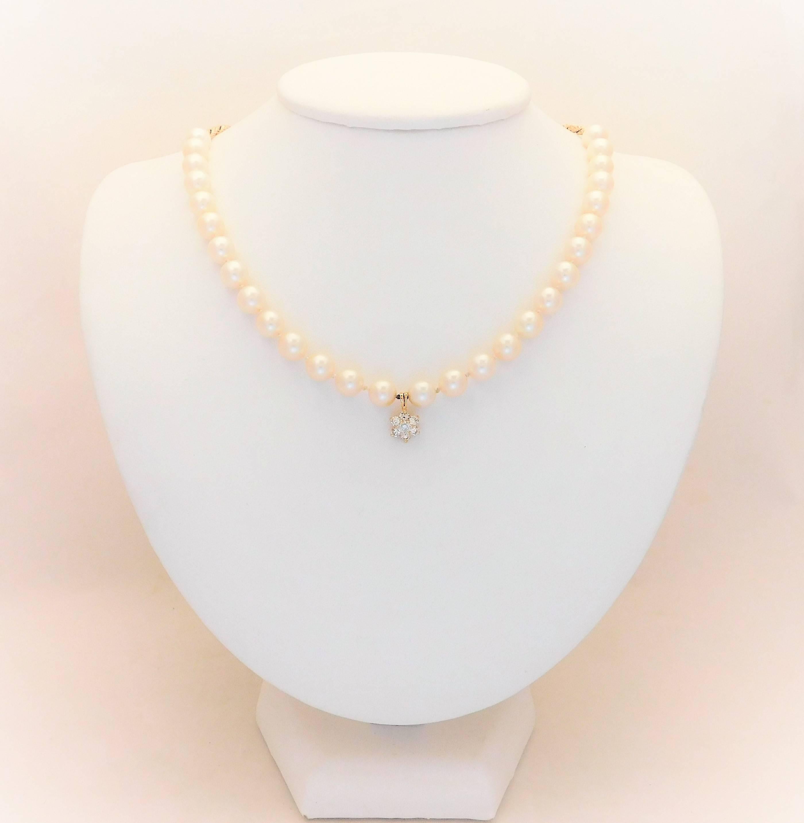 Made famous by influential women such as Jackie Onassis and Elizabeth Taylor. The white pearl necklace, still to this day, represents one of the most timeless staples in a lady’s wardrobe.  

From an exquisite Southern estate.  Circa 1950.  This