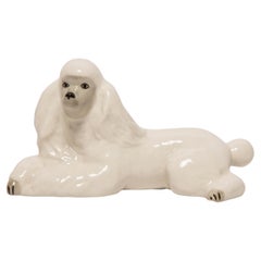 Vintage Midcentury White Poodle Ceramic Dog Sculpture, Europe, 1960s