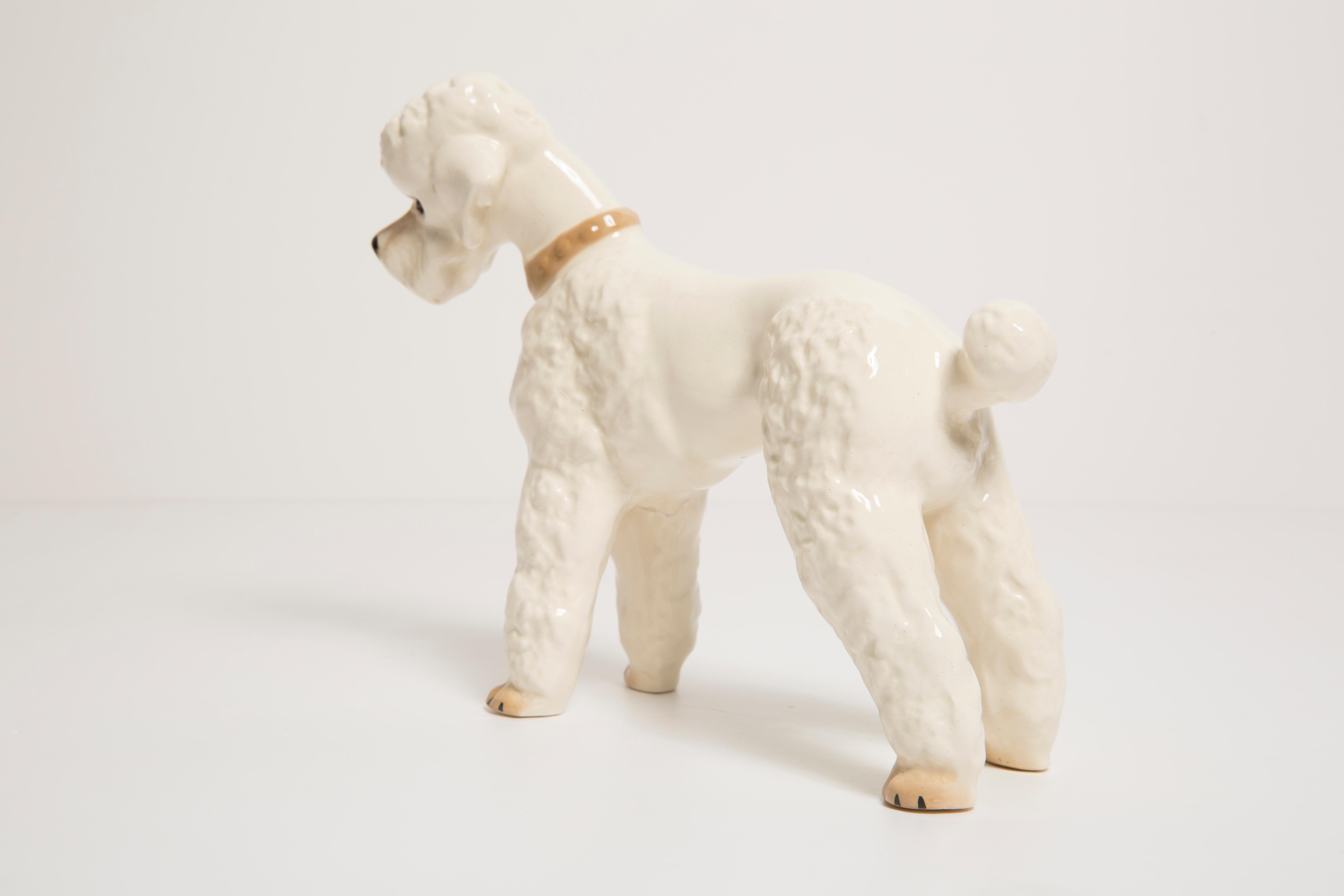 Ceramic Mid Century White Poodle Dog Sculpture II, Italy, 1960s For Sale