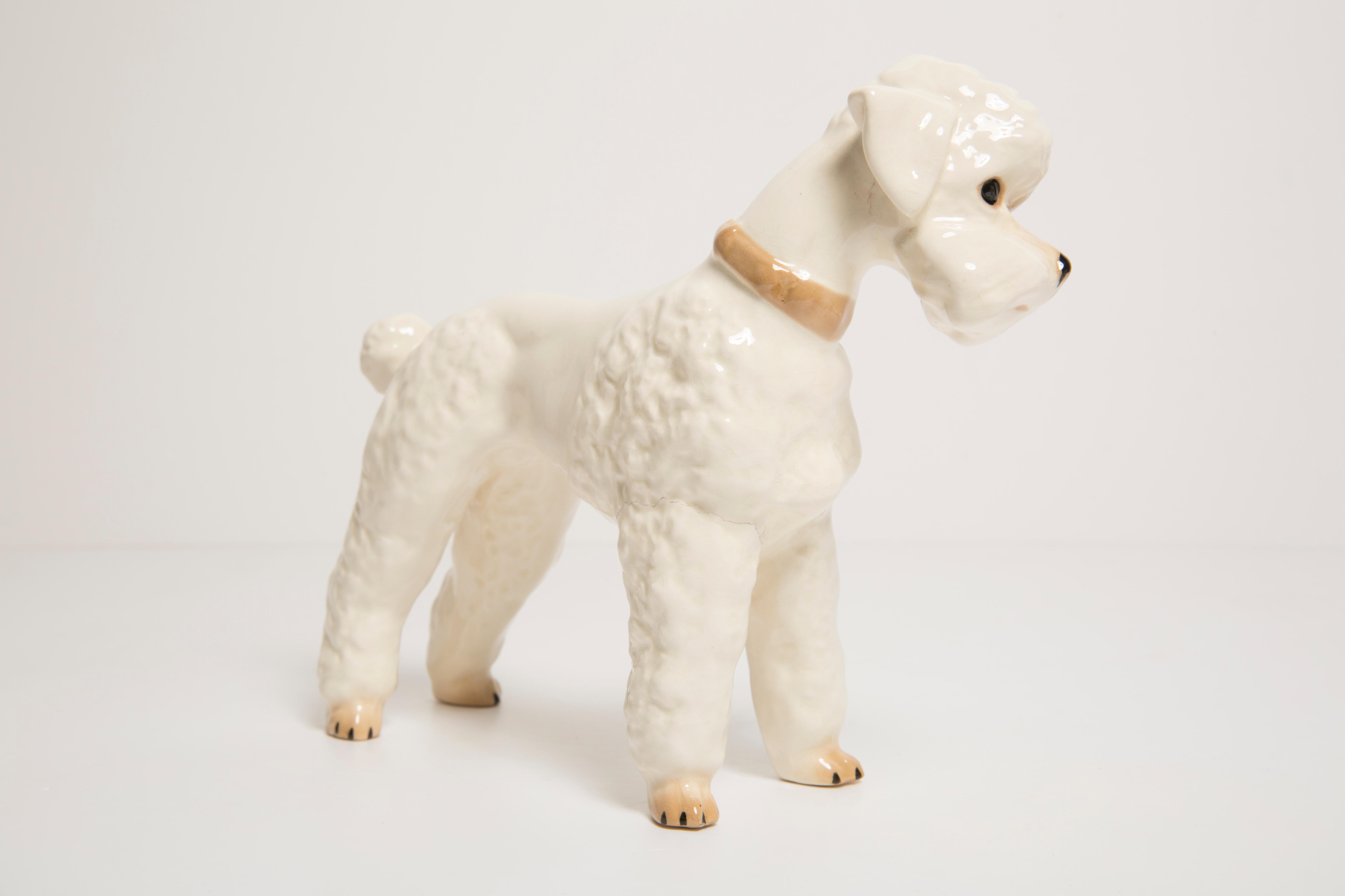 Hand-Painted Mid Century White Poodle Dog Sculpture II, Italy, 1960s For Sale