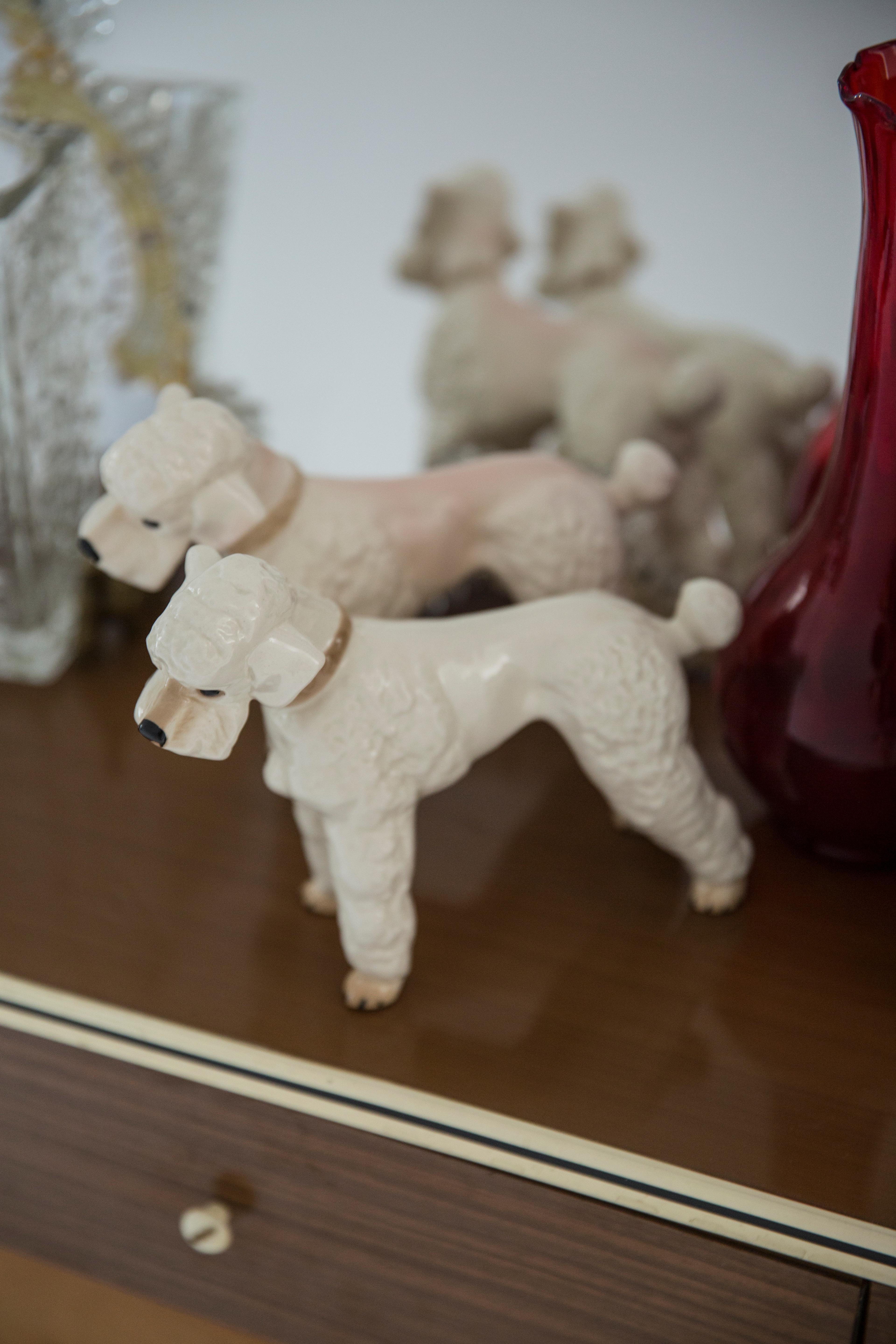 Hand-Painted Mid Century White Poodle Dog Sculpture, Italy, 1960s For Sale