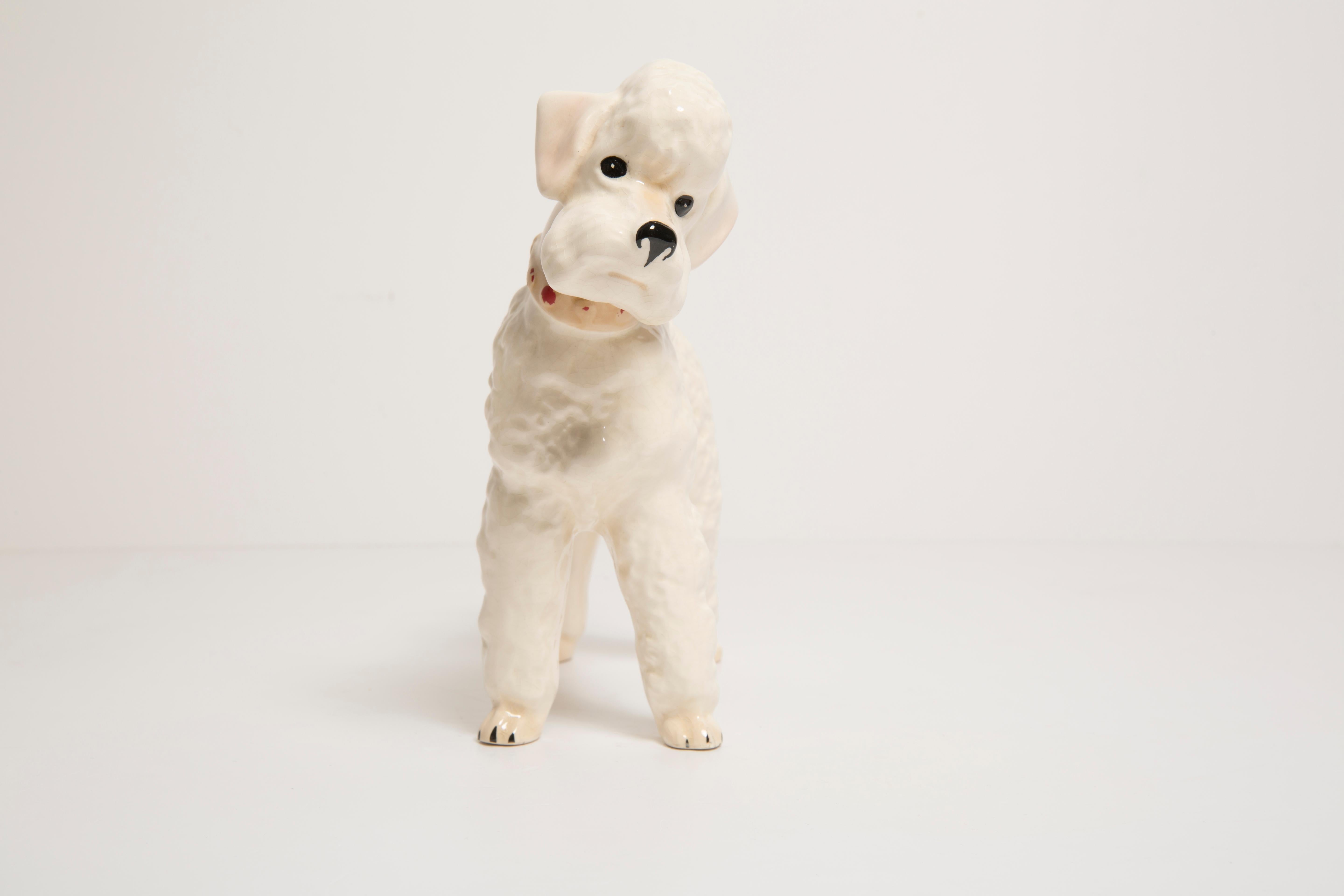 Ceramic Mid Century White Poodle Dog Sculpture, Italy, 1960s For Sale