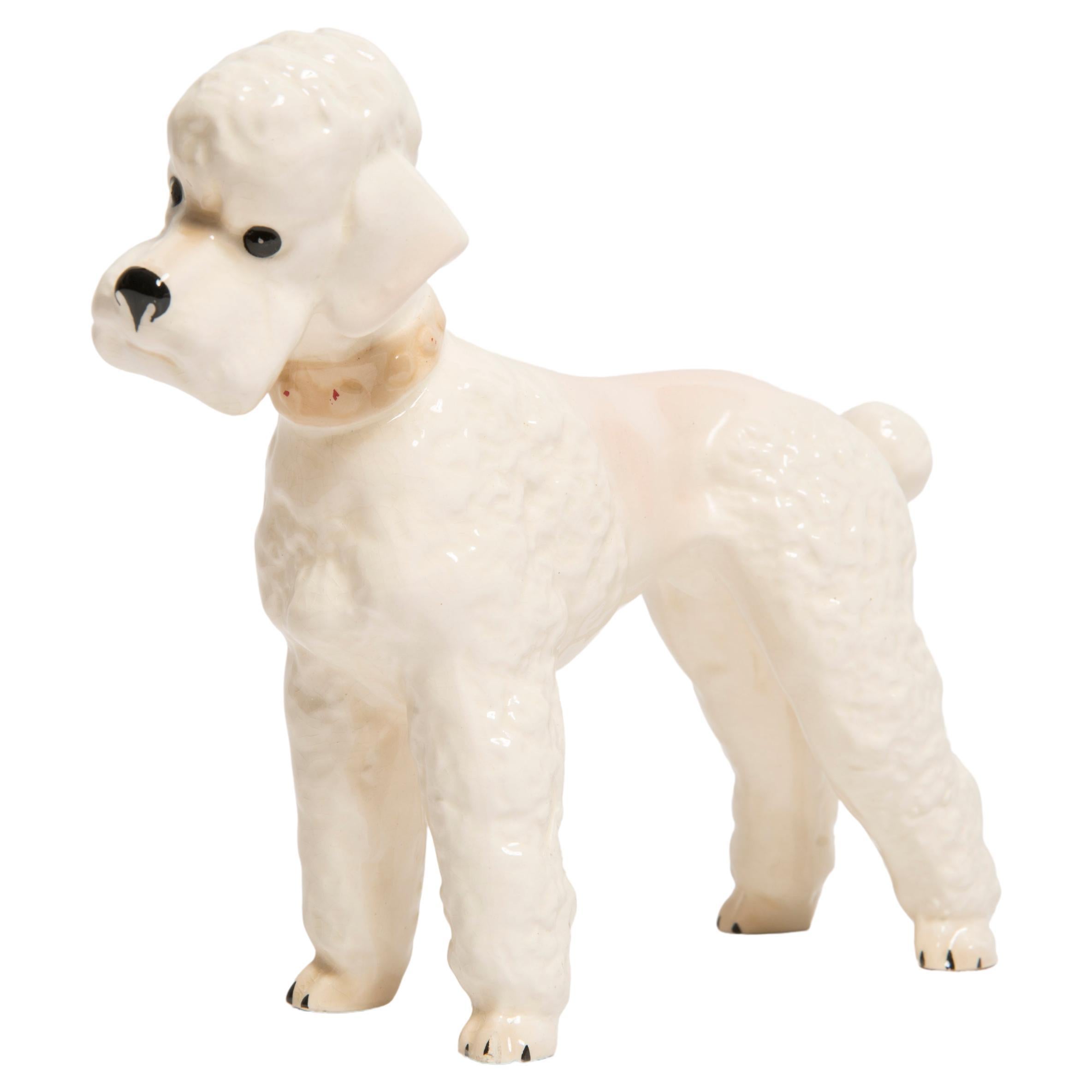 Mid Century White Poodle Dog Sculpture, Italy, 1960s For Sale