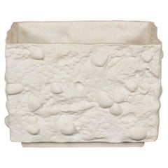 Mid-Century White Porcelain with Embedded Seashells Rectangular Vase